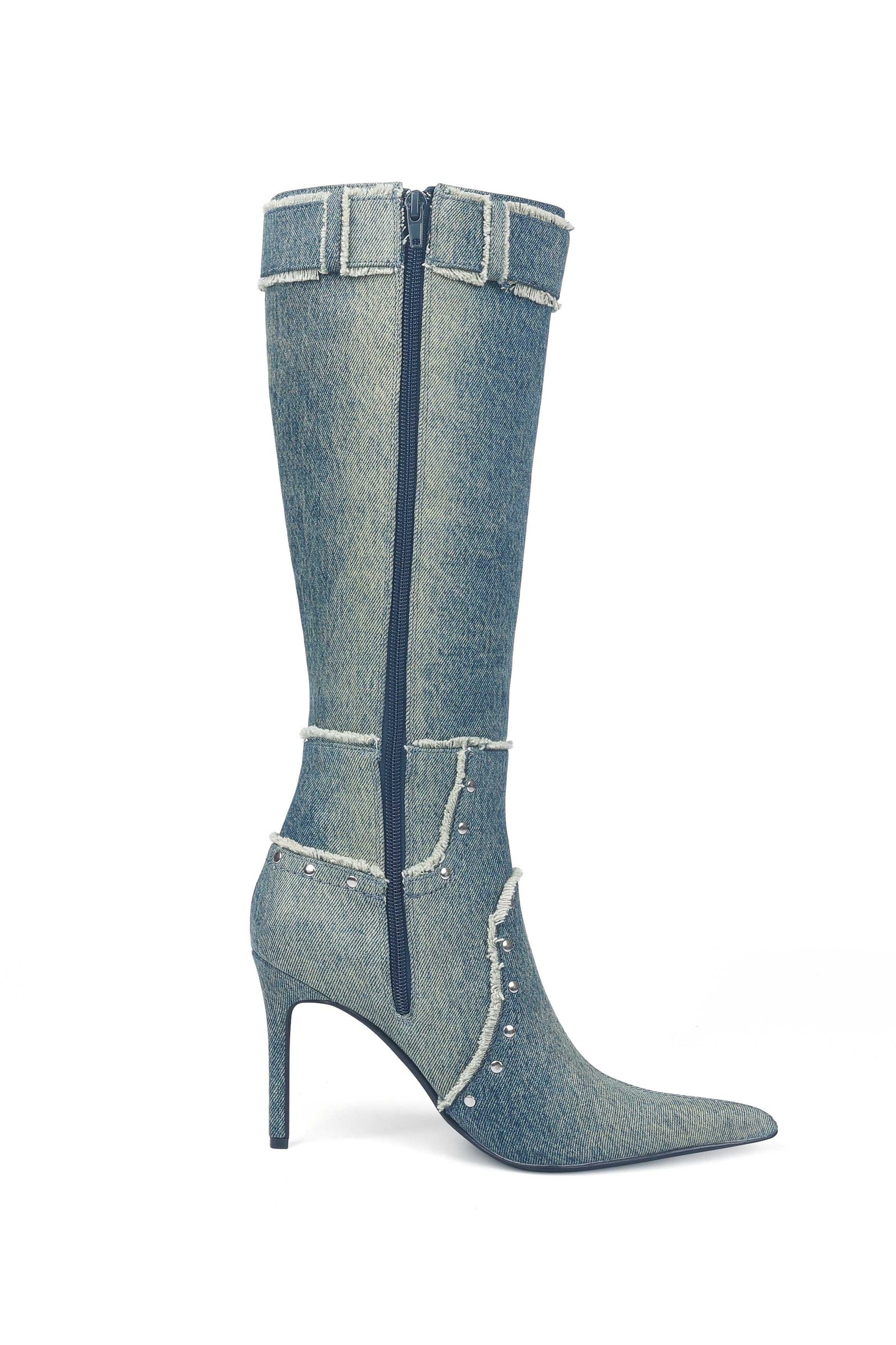 【DIESEL】DIVINUS DENIM LONG BOOTS - BLUE Women's D-Venus-Knee boots in stretch denim | Blue | Diesel