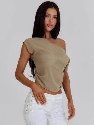 ALEXUS LONGLINE TOP TAN Crop Top 