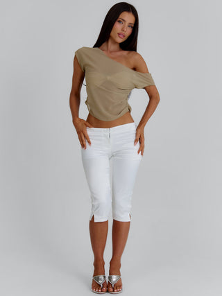 ALEXUS LONGLINE TOP TAN Crop Top 
