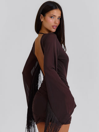long sleeve brown mini dress Allisson Chocolate Size:Us Size 26W Pastel Blue boohoo Gold feathers Iskra stretchy fabric allows custom