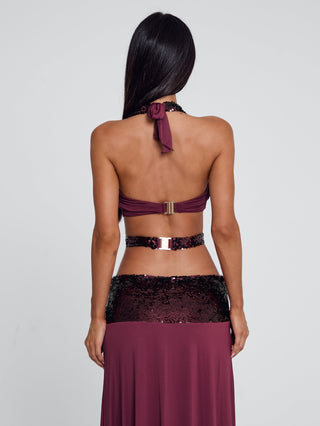 ALUNA TOP BURGUNDY Crop Top 