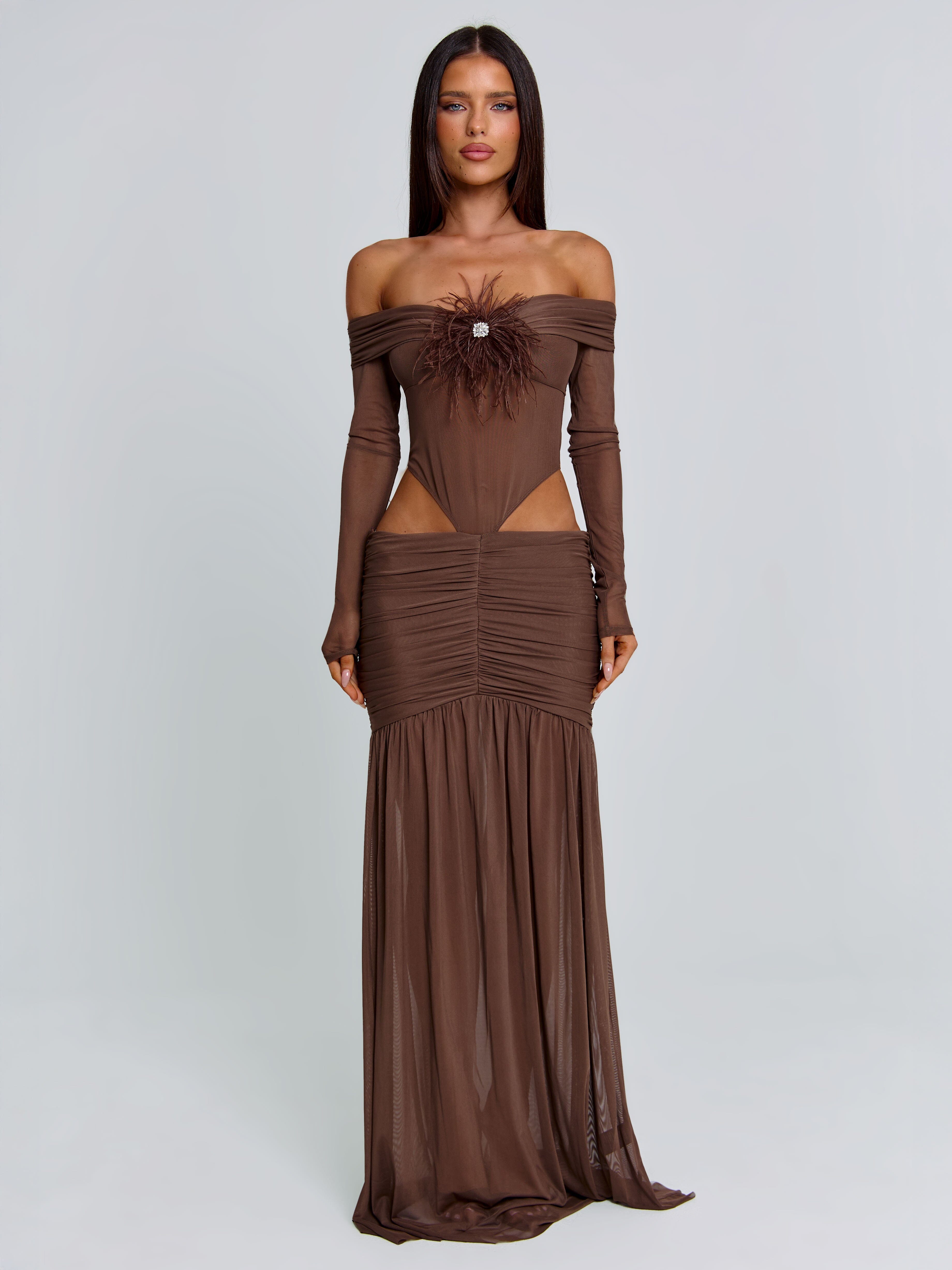 Angelae Maxi Dress Chocolate Brown Outcast US Outcast USA — free download