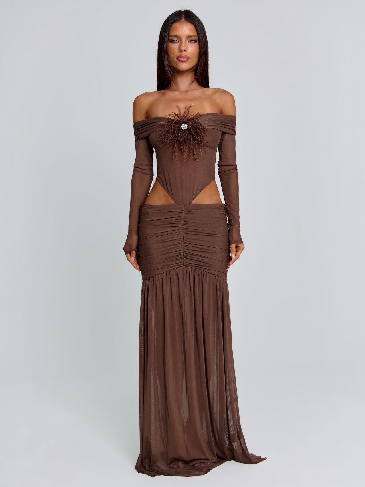 Women's Angelae Maxi Dress Chocolate Brown in Size Medium by Outcast