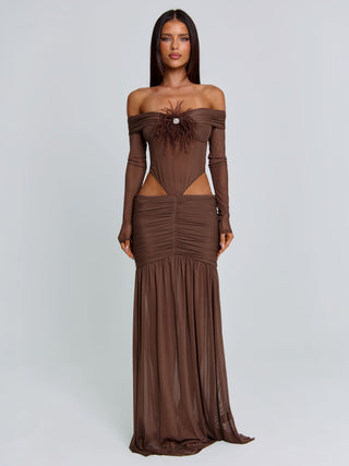 Women's Angelae Maxi Dress Chocolate Brown in Size Medium by Outcast