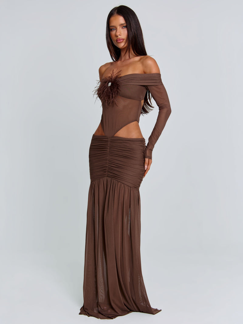 ANGELAE MAXI DRESS CHOCOLATE BROWN Maxi Dress 