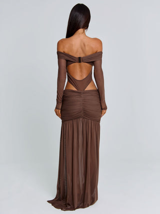 Women's Angelae Maxi Dress Chocolate Brown in Size Medium by Outcast Women's Angelae Maxi Dress Chocolate Brown in Size Medium by Outcast