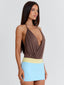 ANGELAIN MINI DRESS BROWN SPLICE Mini Dress 