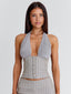 ARIYAH TOP GREY STRIPE Crop Top 