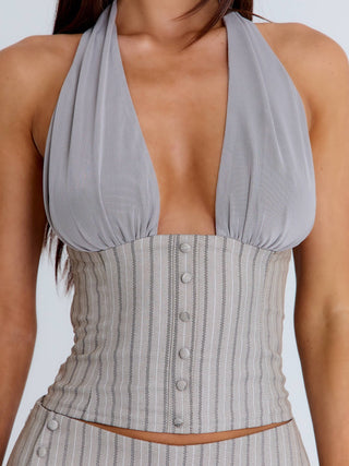 ARIYAH TOP GREY STRIPE Crop Top 