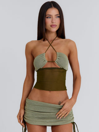 AUBRI TOP KHAKI Crop Top 