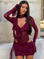 AVALINE MINI DRESS BURGUNDY Mini Dress 