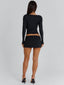 BARE LONG SLEEVE TOP BLACK Crop Top 