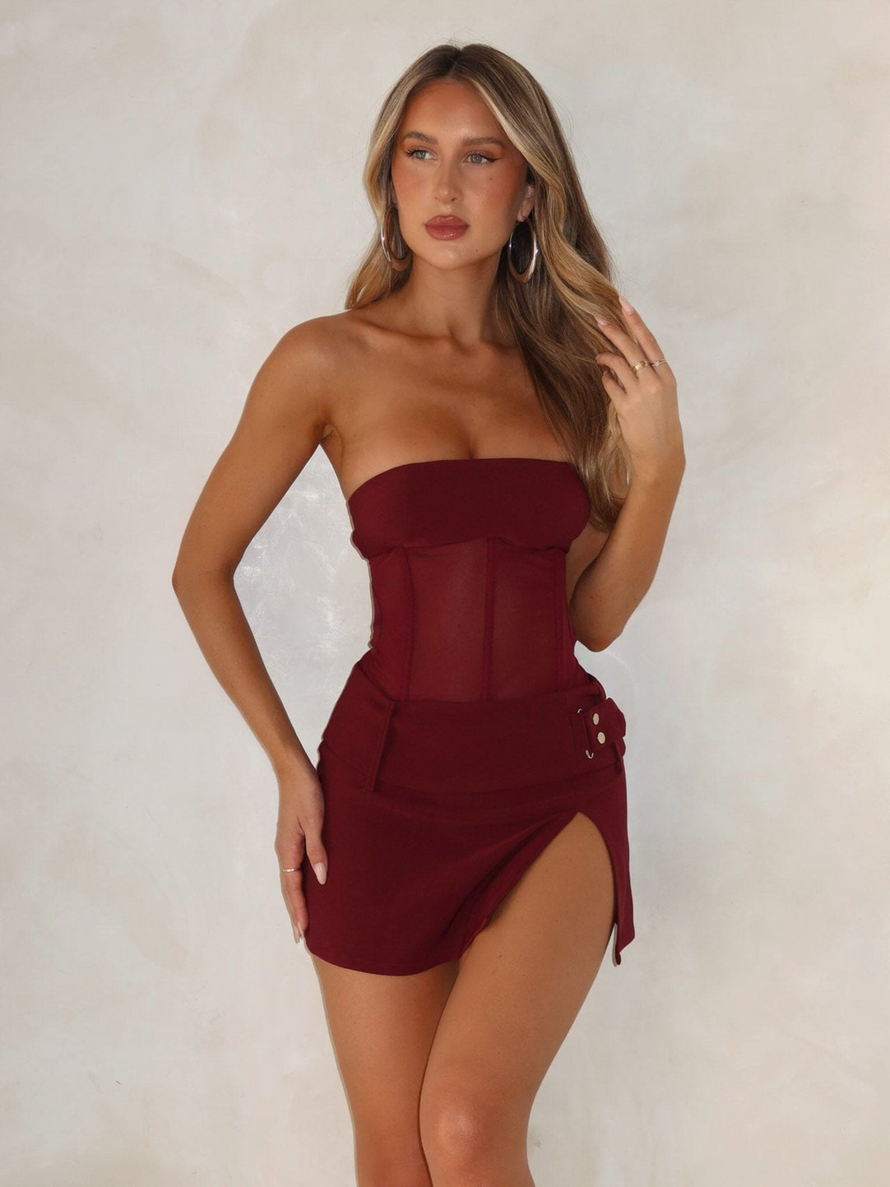 Beau Mini Dress Burgundy | Outcast US Outcast USA Beau Mini Dress Burgundy | Outcast US Outcast USA
