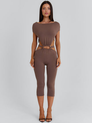 BIBIANA CAPRI JUMPSUIT BROWN Jumpsuit 