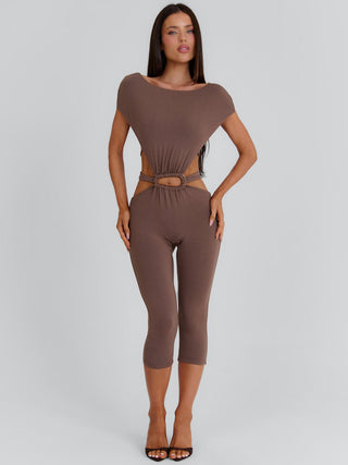 BIBIANA CAPRI JUMPSUIT BROWN Jumpsuit 