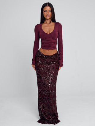 ISLE MAXI SKIRT BURGUNDY Maxi Skirt 