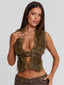 CHANDRA TOP BROWN Crop Top 