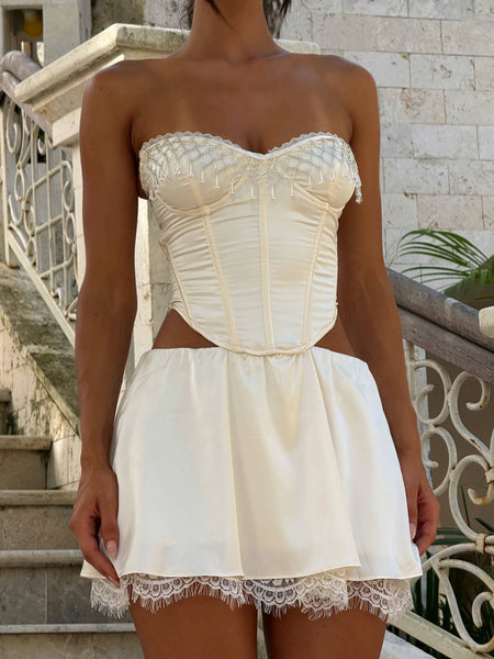 Women's White Cathia Mini Dress Ivory in Size XL by Outcast Women's White Cathia Mini Dress Ivory in Size XL by Outcast