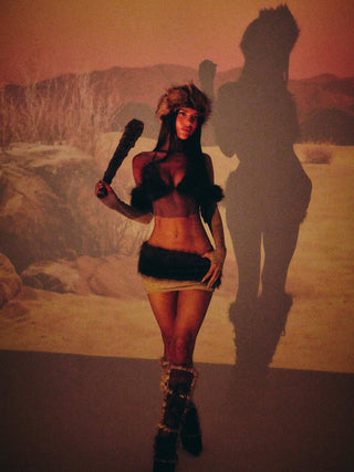 CAVEWOMAN TOP SET BROWN Crop Top 