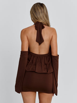 Celina Mini Dress Chocolate | Outcast US  Outcast USA