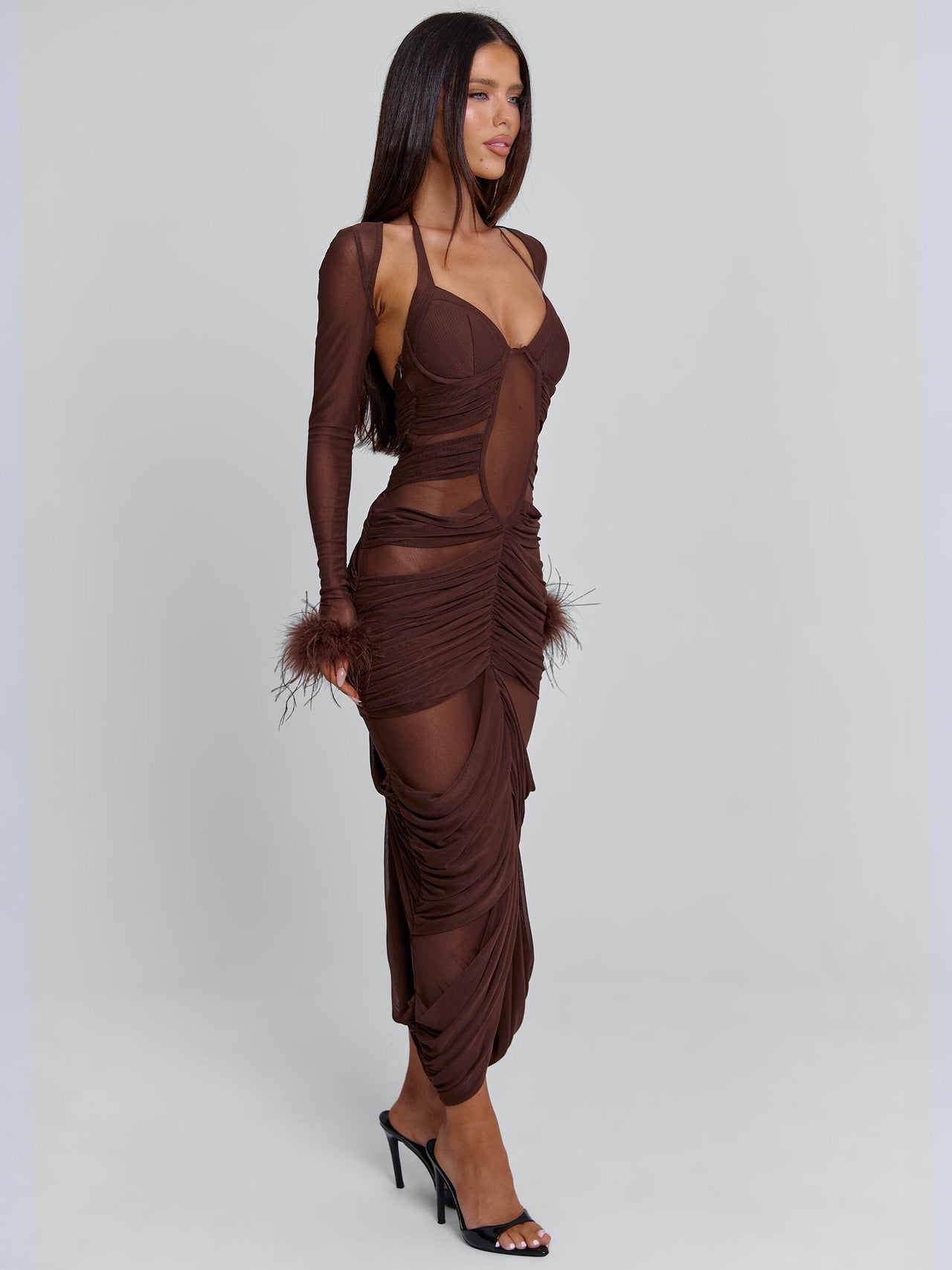 chinese dress ladies Cherrey Maxi Dress Chocolate