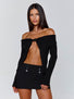 COLBY LONG SLEEVE TOP BLACK Crop Top 