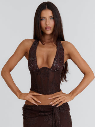 DEBBIE TOP CHOCOLATE Crop Top 