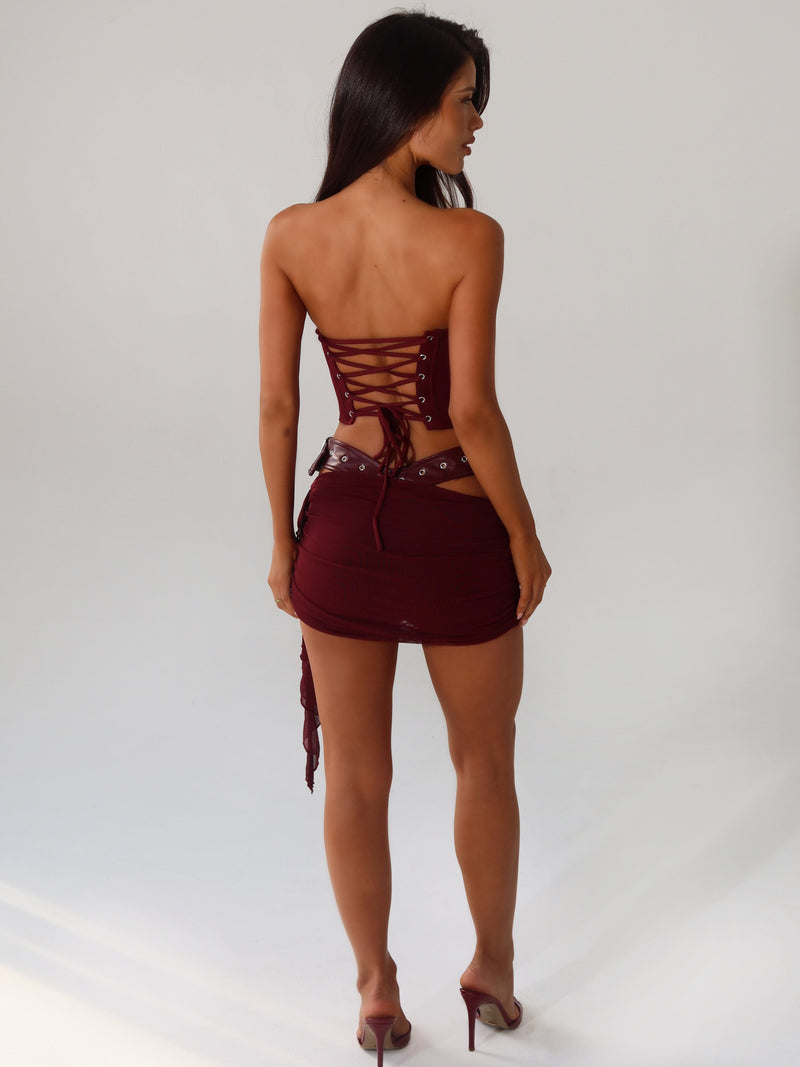DESIREE MINI DRESS BURGUNDY Mini Dress 