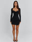DIONNE LONG SLEEVE MINI DRESS BLACK Mini Dress 