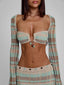 DUNE TOP GREEN STRIPE Crop Top 
