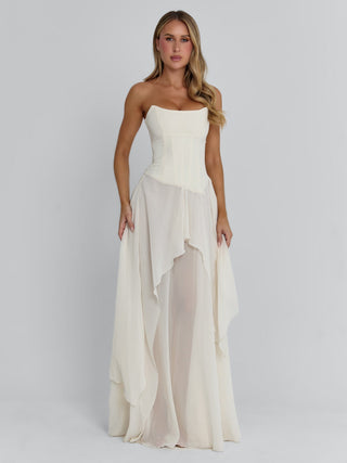 Women's White Eisley Maxi Dress Ivory in Size Large by Outcast Women's White Eisley Maxi Dress Ivory in Size Large by Outcast