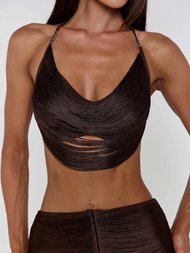 ELIANA TOP BROWN Crop Top 