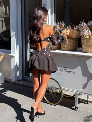 mini houndstooth dress SO ME Black Houndstooth Velvet Bow Mini Dress – Beach Rose Co