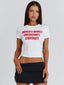 EMERGENCY CONTACT BABY TEE WHITE Crop Top 