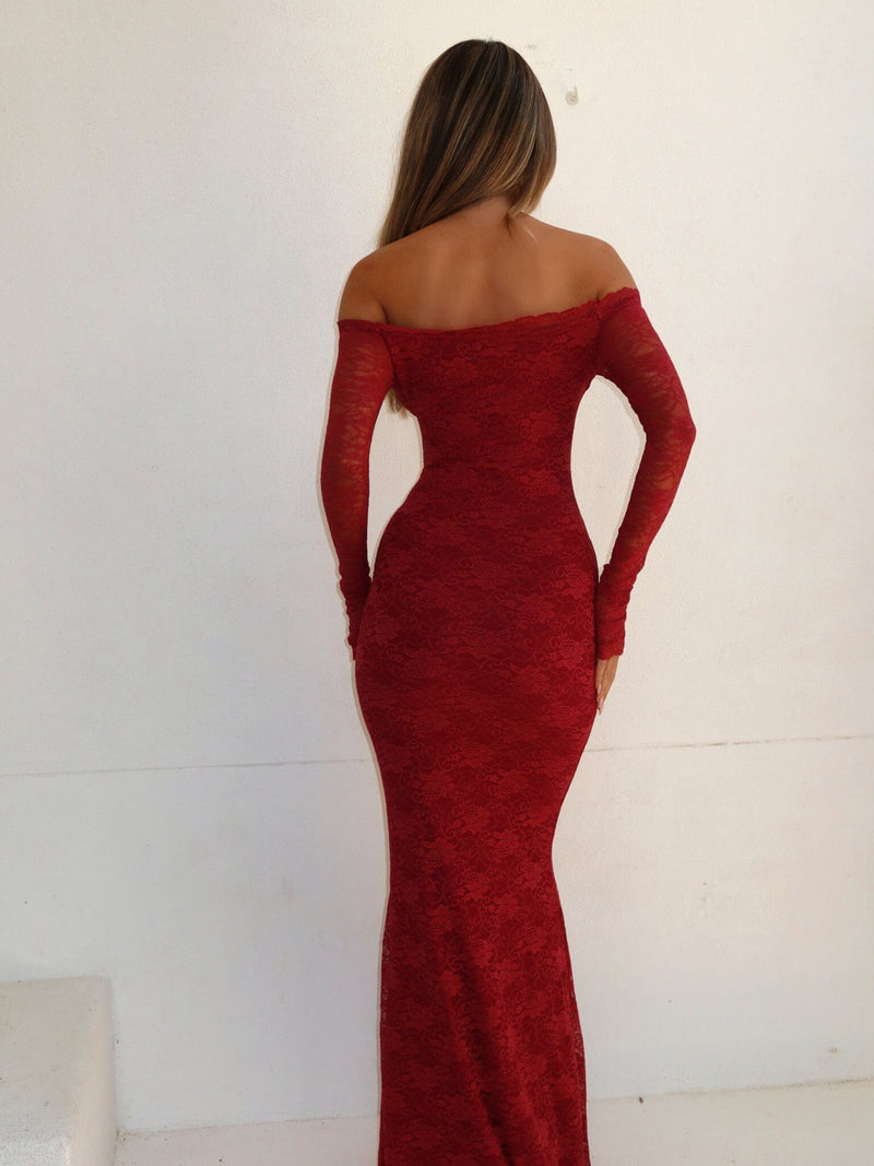 EMERSON LONG SLEEVE MAXI DRESS RED Maxi Dress 