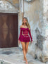 EMERSON LONG SLEEVE TOP RASPBERRY Crop Top 