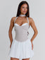 EMORY MINI DRESS TAUPE WHITE Mini Dress 