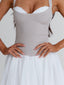EMORY MINI DRESS TAUPE WHITE Mini Dress 