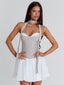 EMORY MINI DRESS TAUPE WHITE Mini Dress 