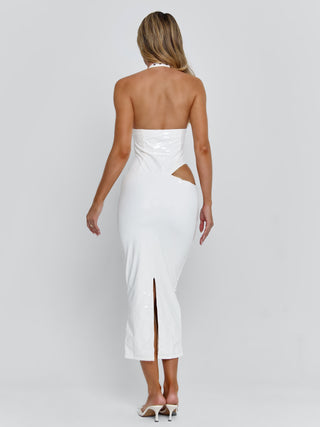 white midi backless dress Women's Evalee Midi Dress White in Size Medium by Outcast