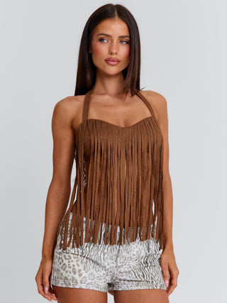 FRANCINE TOP BROWN Crop Top 