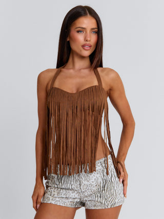 FRANCINE TOP BROWN Crop Top 