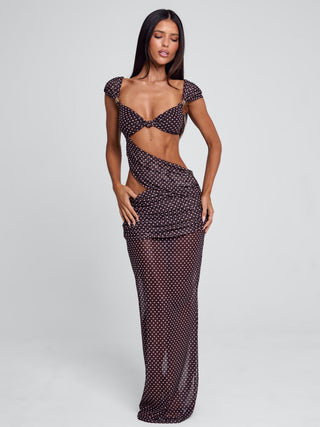 Women's Eulalie Maxi Dress Brown Polka Dot in Size Large by Outcast