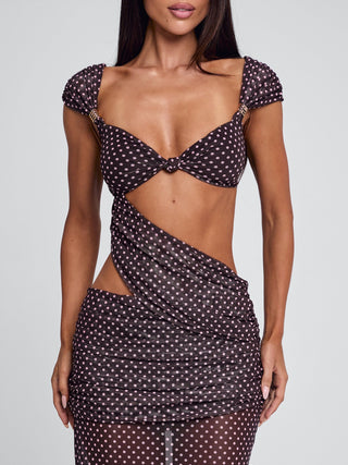 EULALIE MAXI DRESS BROWN POLKA DOT Maxi Dress 