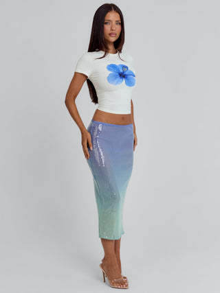 GINGER MIDI SKIRT BLUE Midi Skirt 