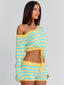HATTIE TOP BLUE AND YELLOW STRIPE Crop Top 