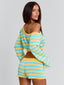 HATTIE SHORTS BLUE AND YELLOW STRIPE Shorts 