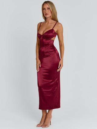 burgundy red midi dress Eva Fashion 5285 Short Pleated Lace Mother of the Bride Midi Dress main image 0