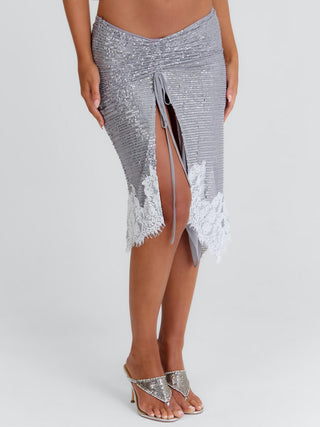 LAELIA MIDI SKIRT SILVER Midi Skirt 