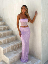 KARA TOP LILAC SEQUIN Tops ROMANCE 